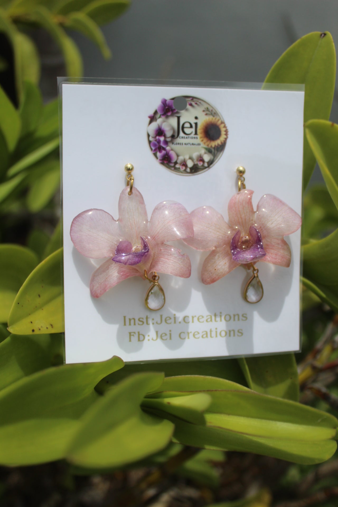Purple baby Orchid earings