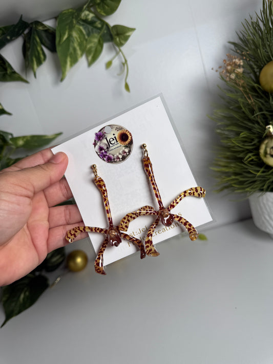 Animal print spider Orchid earings