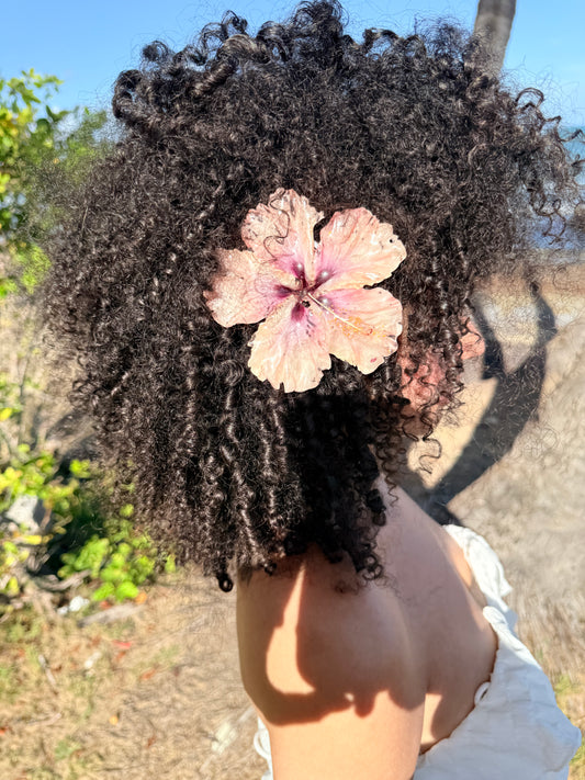 Peach/Pink amapola hair clip