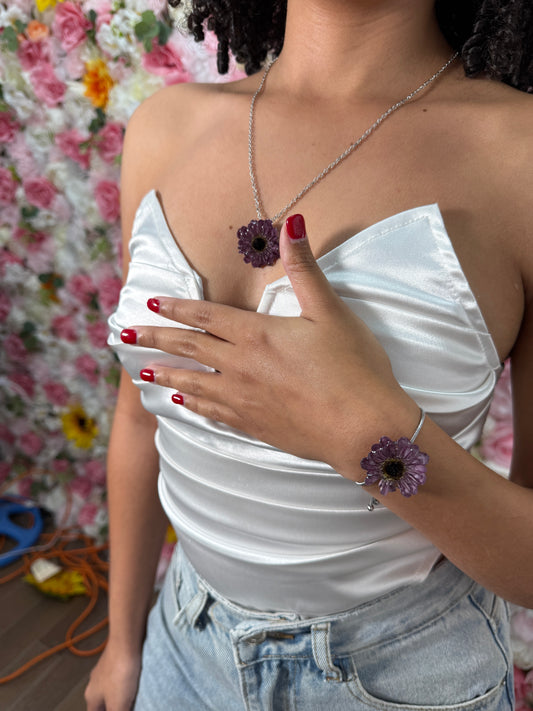 Violet Daisy Set – Necklace & Bracelet