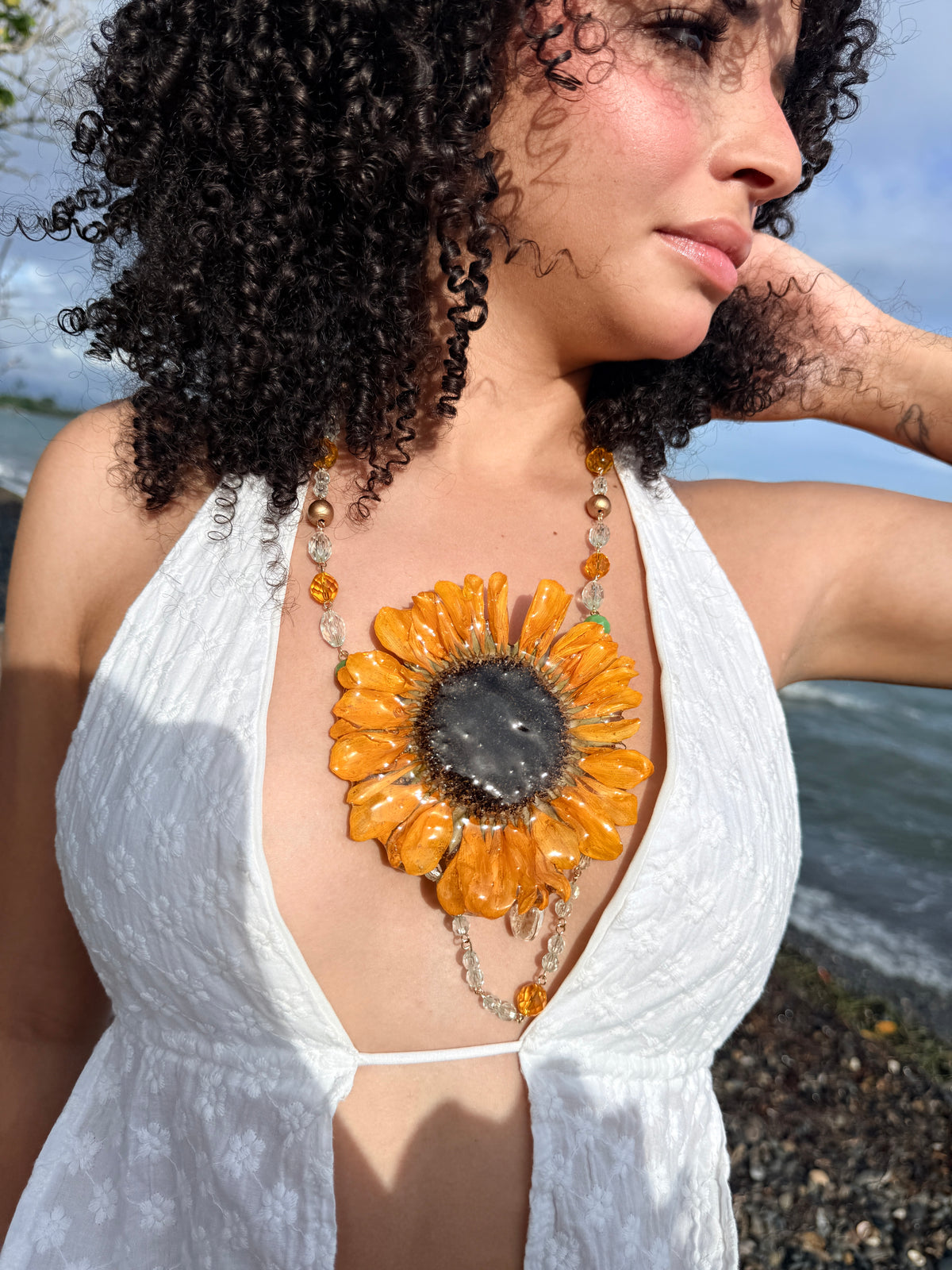 Sunlit Statement Sunflower Necklace