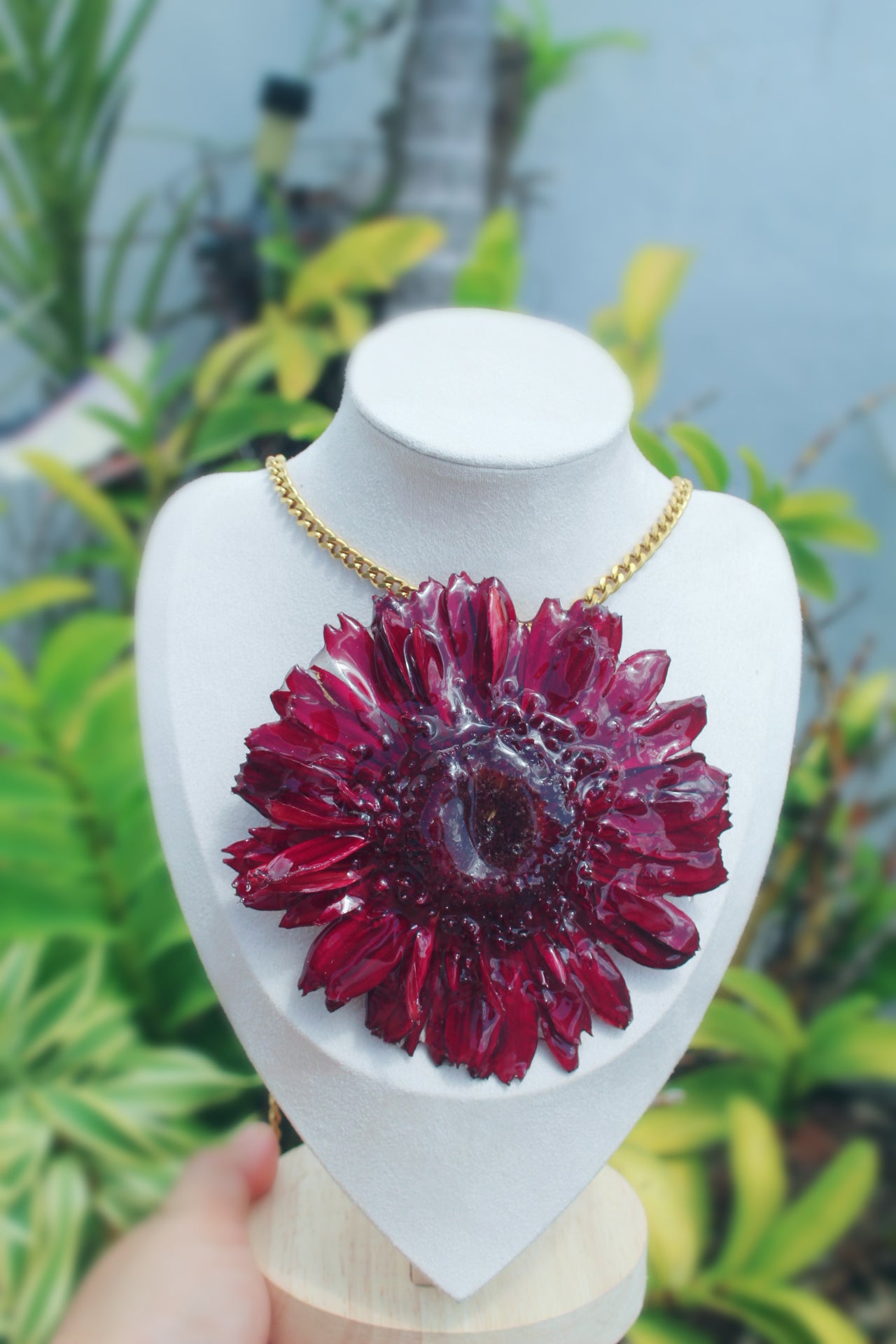 Flower Gerbera Necklace Blush Necklace Pink Gerbera Necklace