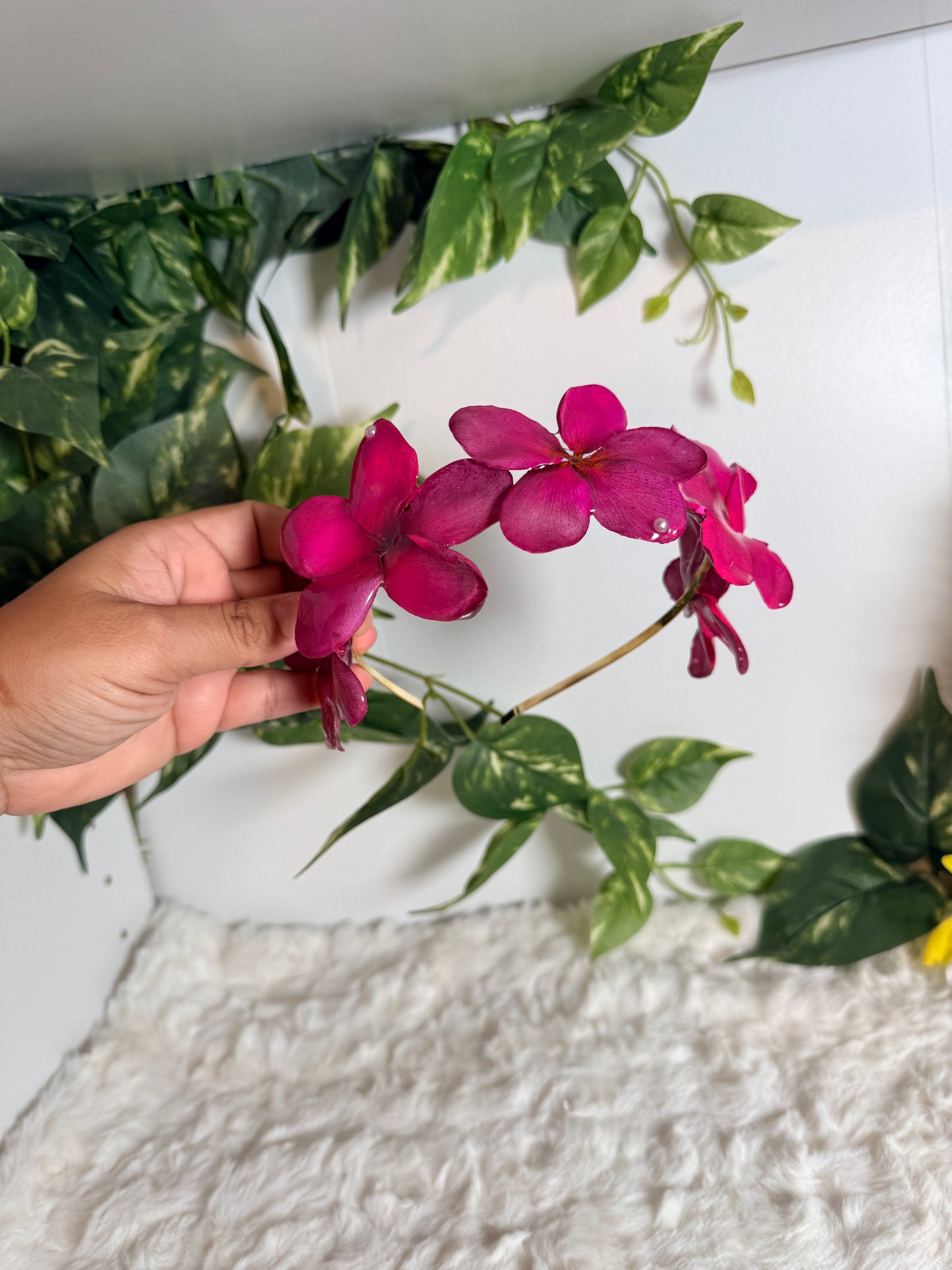 Fuchsia Plumeria Crown
