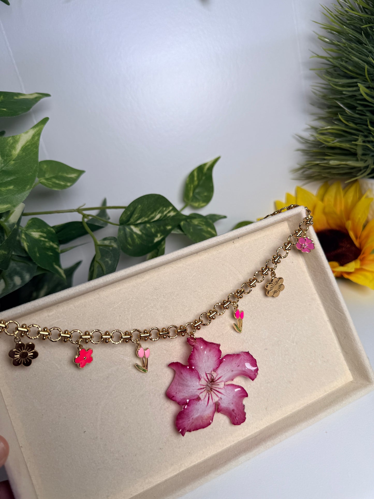 Desert Rose charm necklace