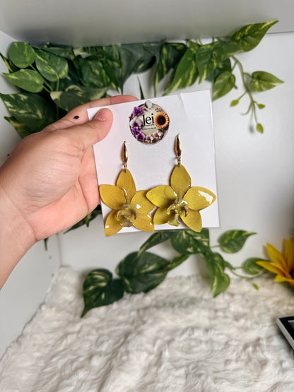 Yellow orchid earrings