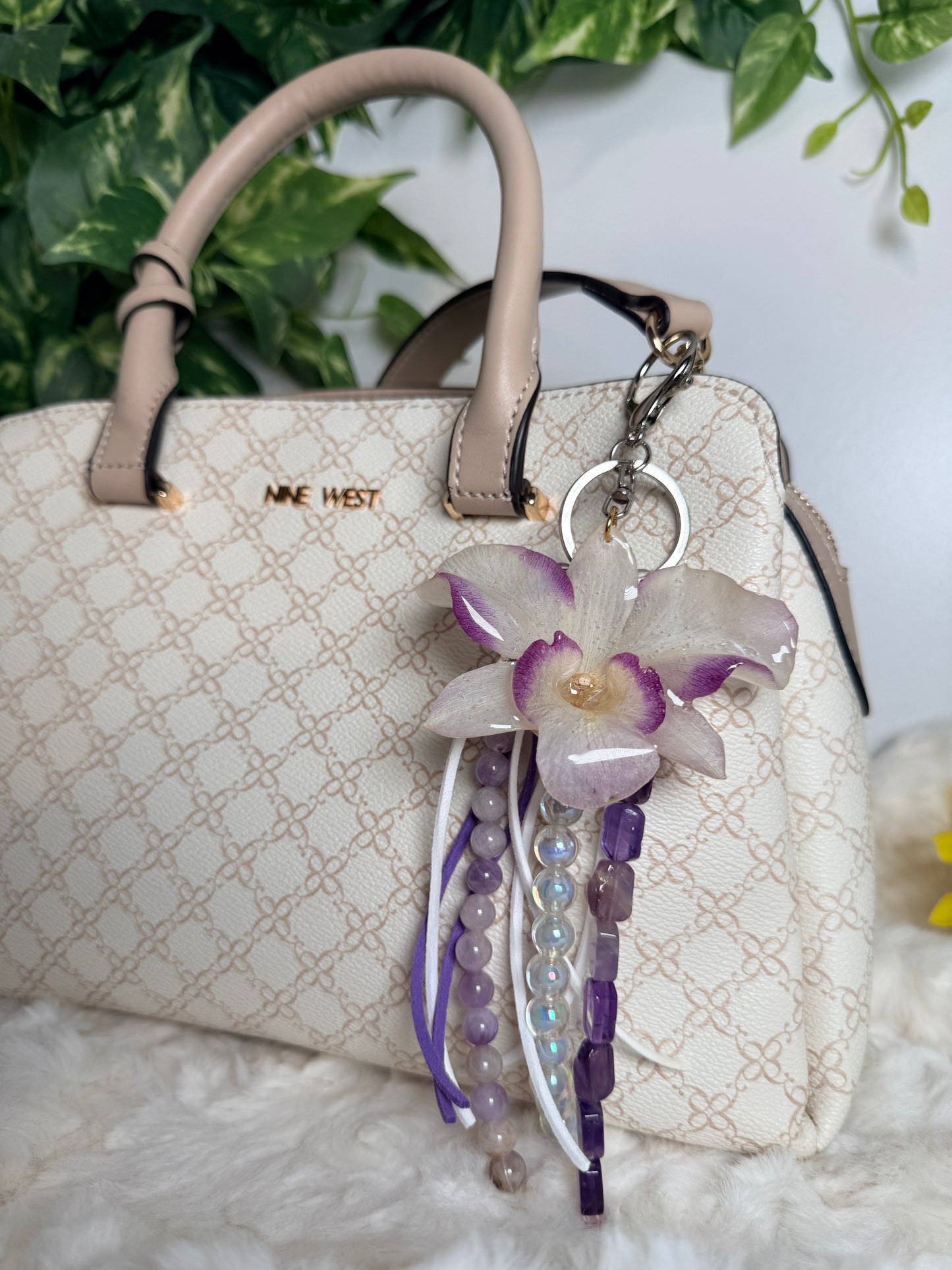 Orchid Amethyst Bag Charm