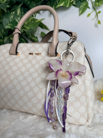 Orchid Amethyst Bag Charm