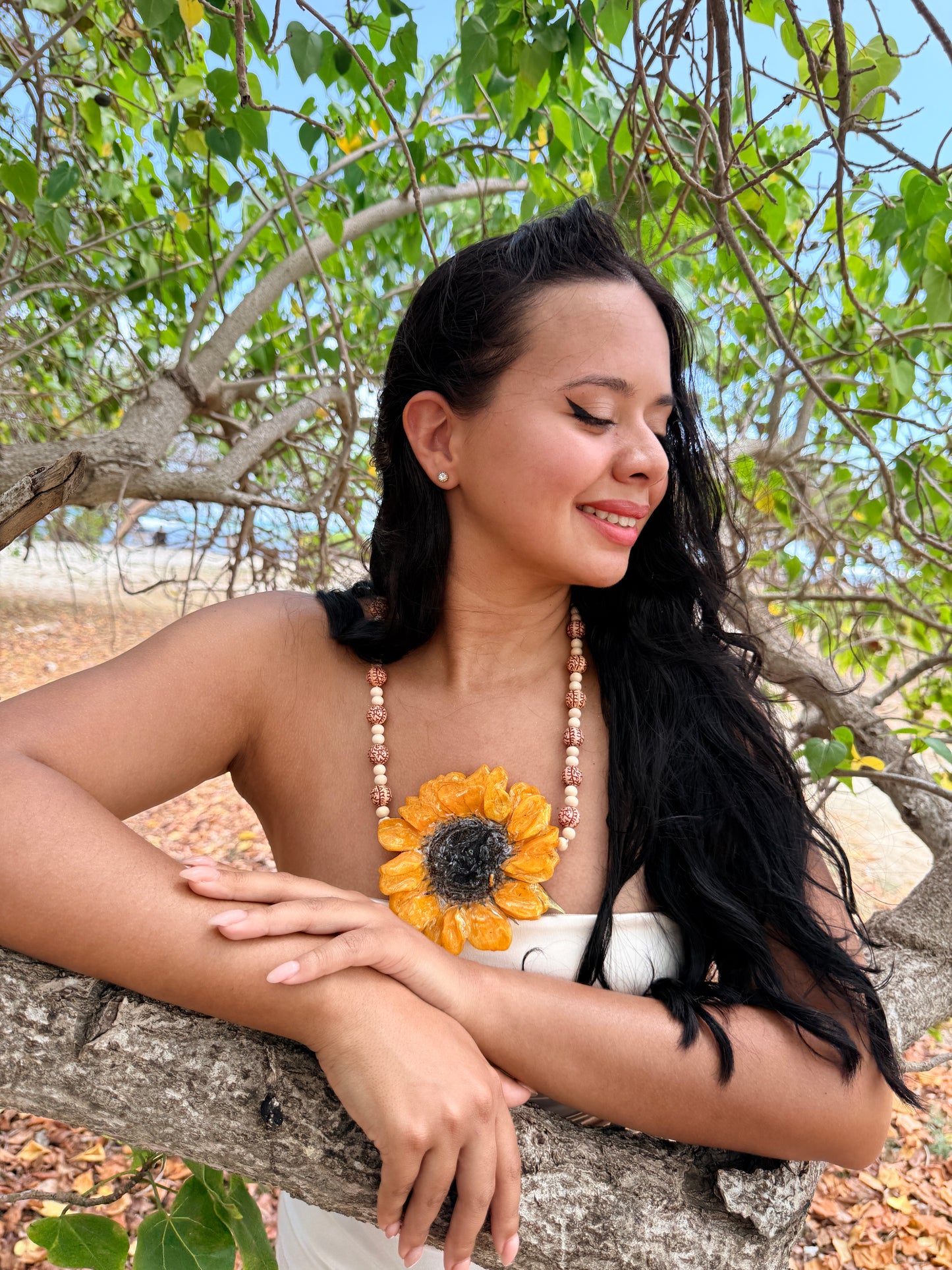 Golden Sunflower Statement Necklace