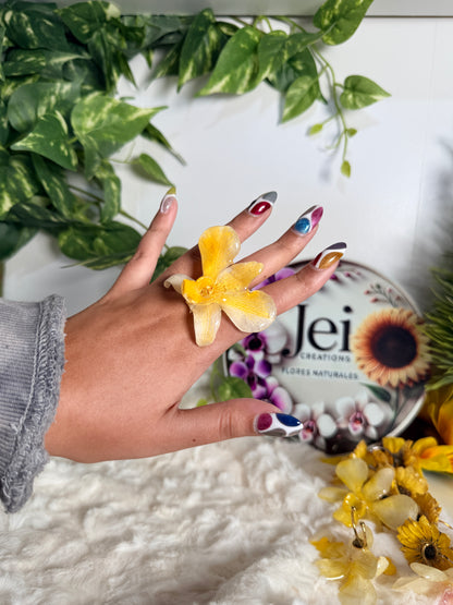 Golden Whisper Dendrobium Adjustable Ring