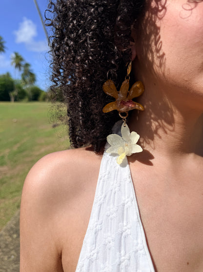 Golden Duo Orchid Earrings