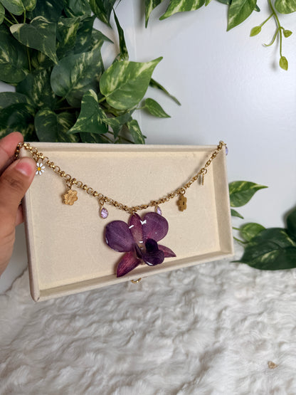 Violet Bloom Charm Necklace