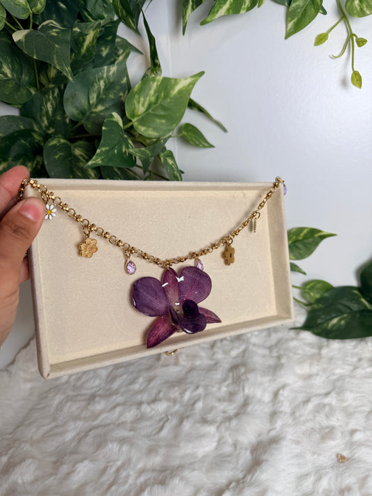 Violet Bloom Charm Necklace