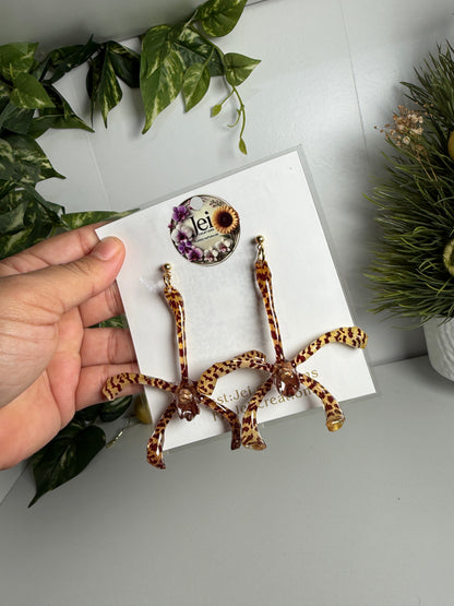 Animal print spider Orchid earings