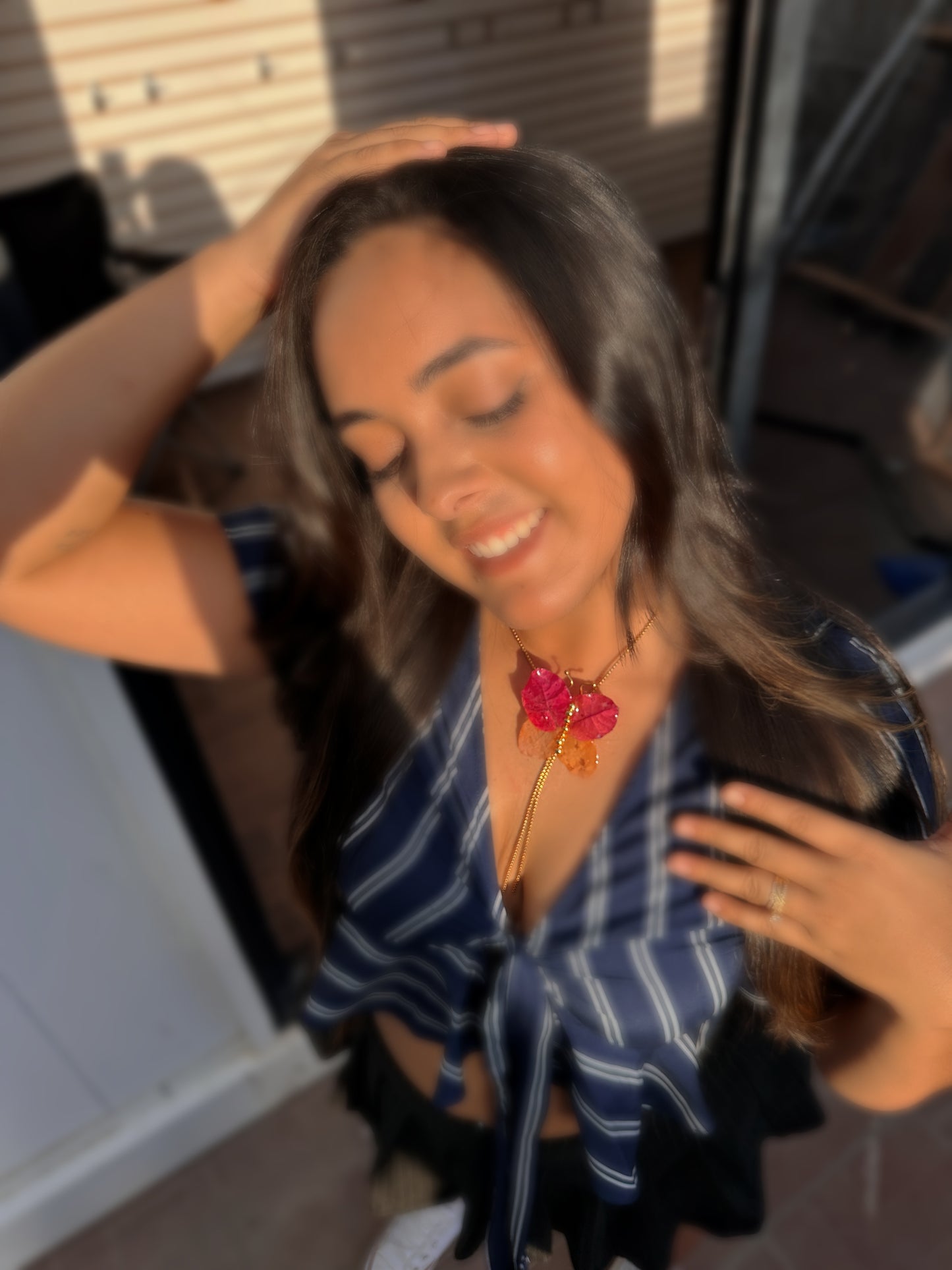 Bougainvillea Butterfly necklace