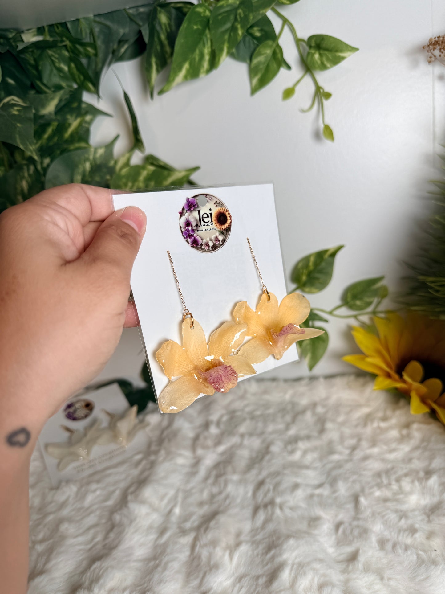 Honey Orchid Threader Earrings