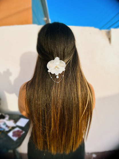 White orchid Phalaenopsis Hair Clip