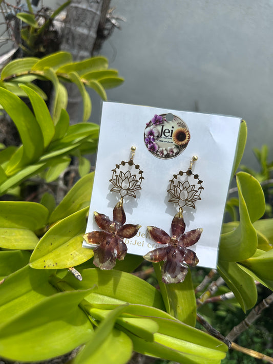 Brown Orchid Oncidium earings