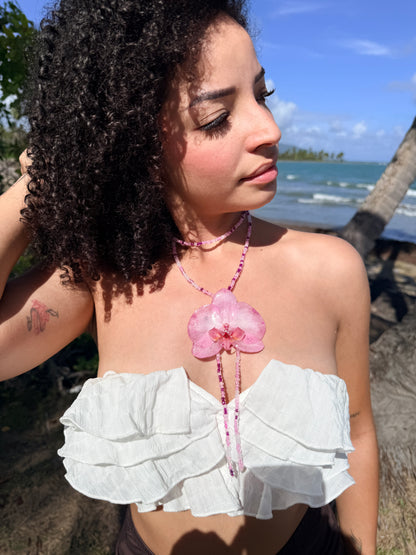 Pink Phalaenopsis Adjustable Lariat