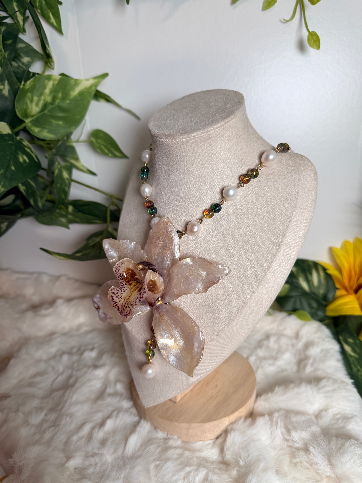 Pearl Symphony Cymbidium Necklace