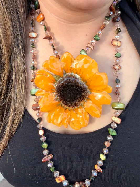 Golden Sunflower 2-in-1 Necklace & Hair Clip