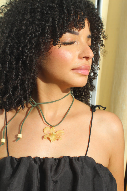 Yellow mini Orchid Choker