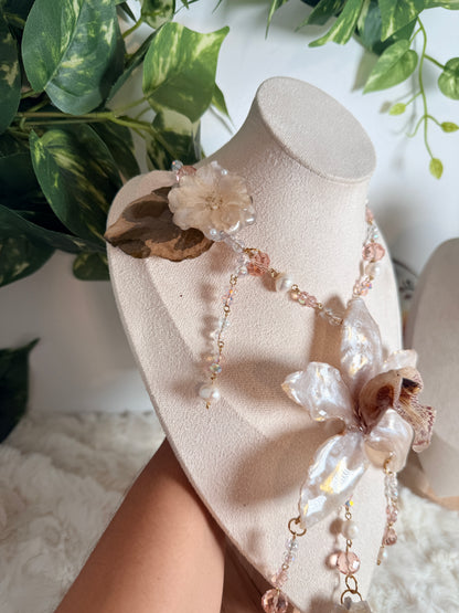 Cymbidium Pearl Cascade Necklace