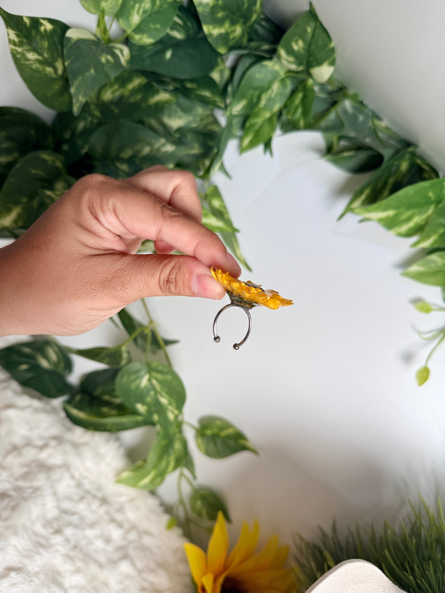 Golden Sunflower Adjustable Ring