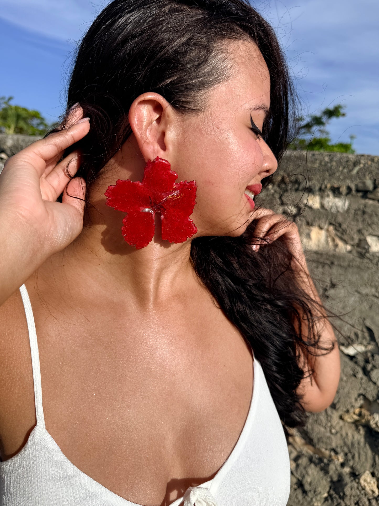 Red Poppy Stud Earrings(amapola)