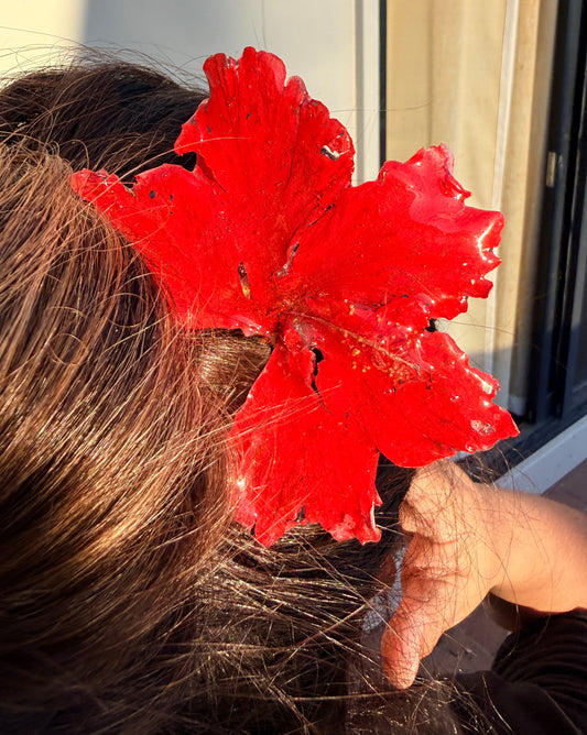 Red Exotic Poppy Hair Fork
