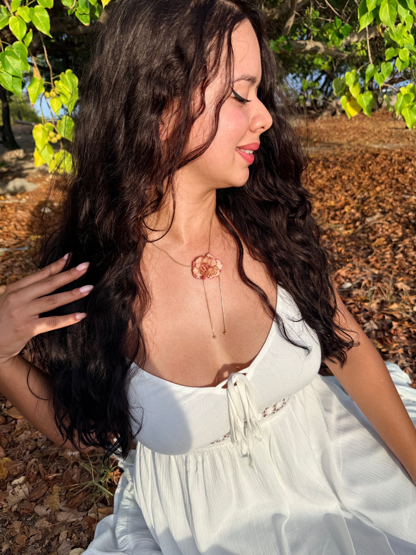 Crimson Petal – Lariat Carnation Necklace