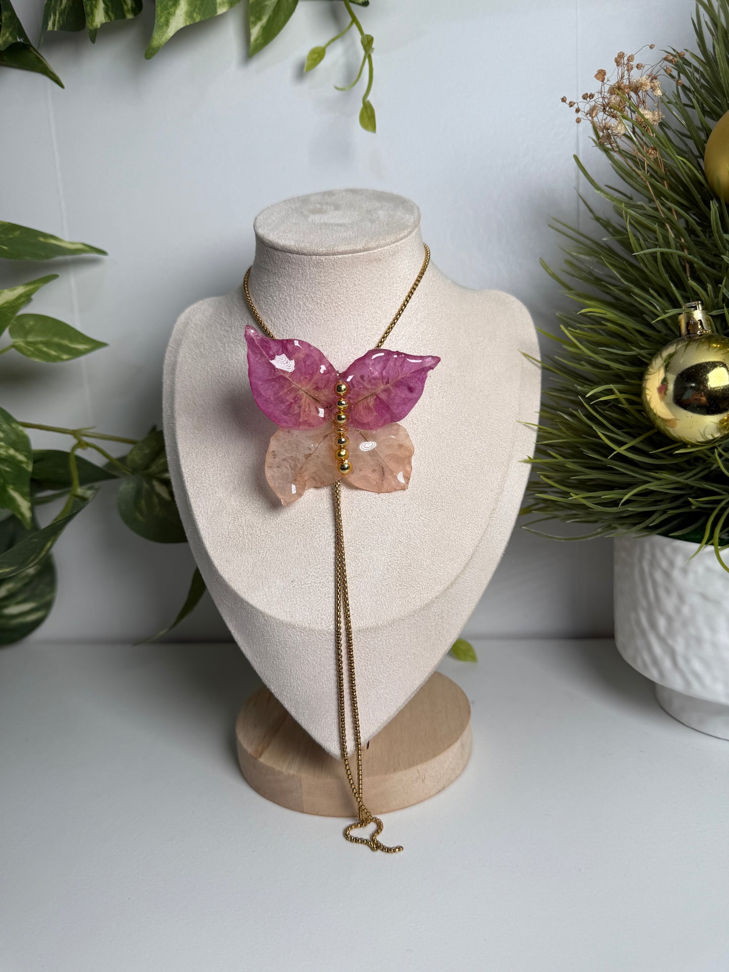 Bougainvillea Butterfly necklace