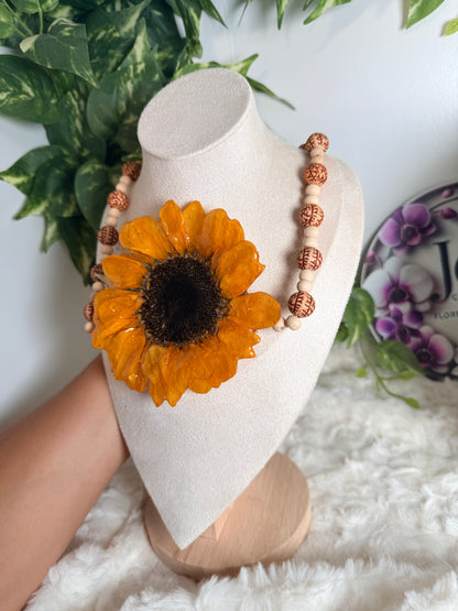 Golden Sunflower Statement Necklace