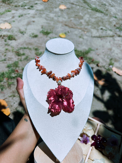 Amapola Natural South Red Agate Chip necklace