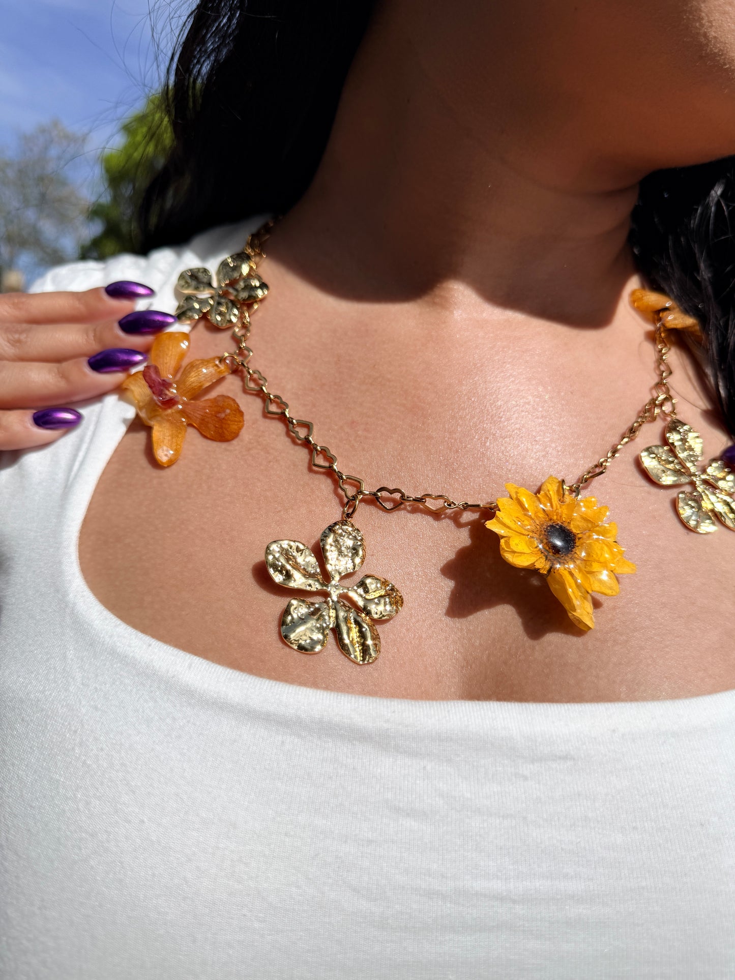 Sunflower & Orchid Garden Waist & Necklace Chain – Dos en Uno