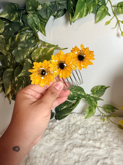 Golden Sunflower Hair Comb