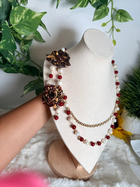 Crimson Rose Cascade Necklace