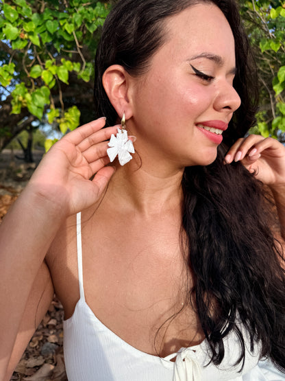White Wildflower Drop Earrings