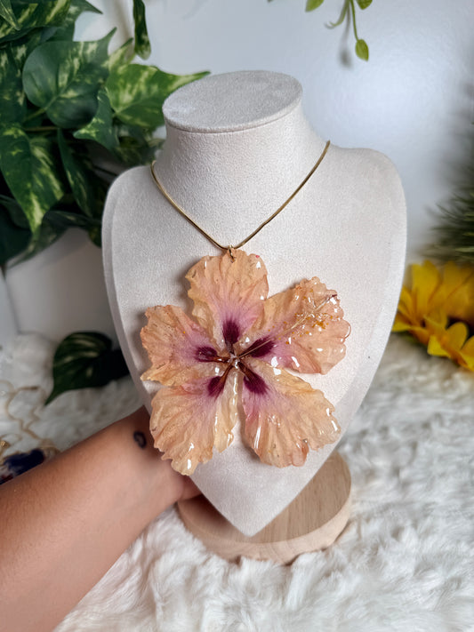 Blush Hibiscus Statement Necklace