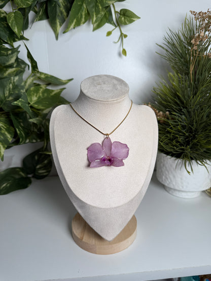 Purple Dendrobium necklace