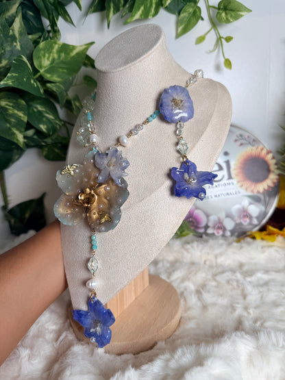Orquídea Vanda & Delphinium Necklace