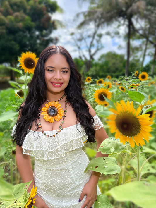 Golden Sunflower 2-in-1 Necklace & Hair Clip
