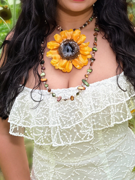 Golden Sunflower 2-in-1 Necklace & Hair Clip