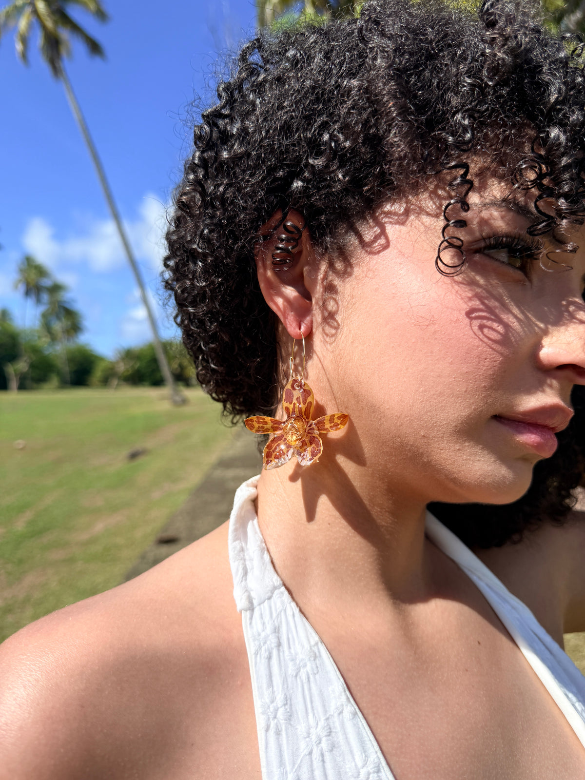 Golden Wild Grammatophyllum Earrings