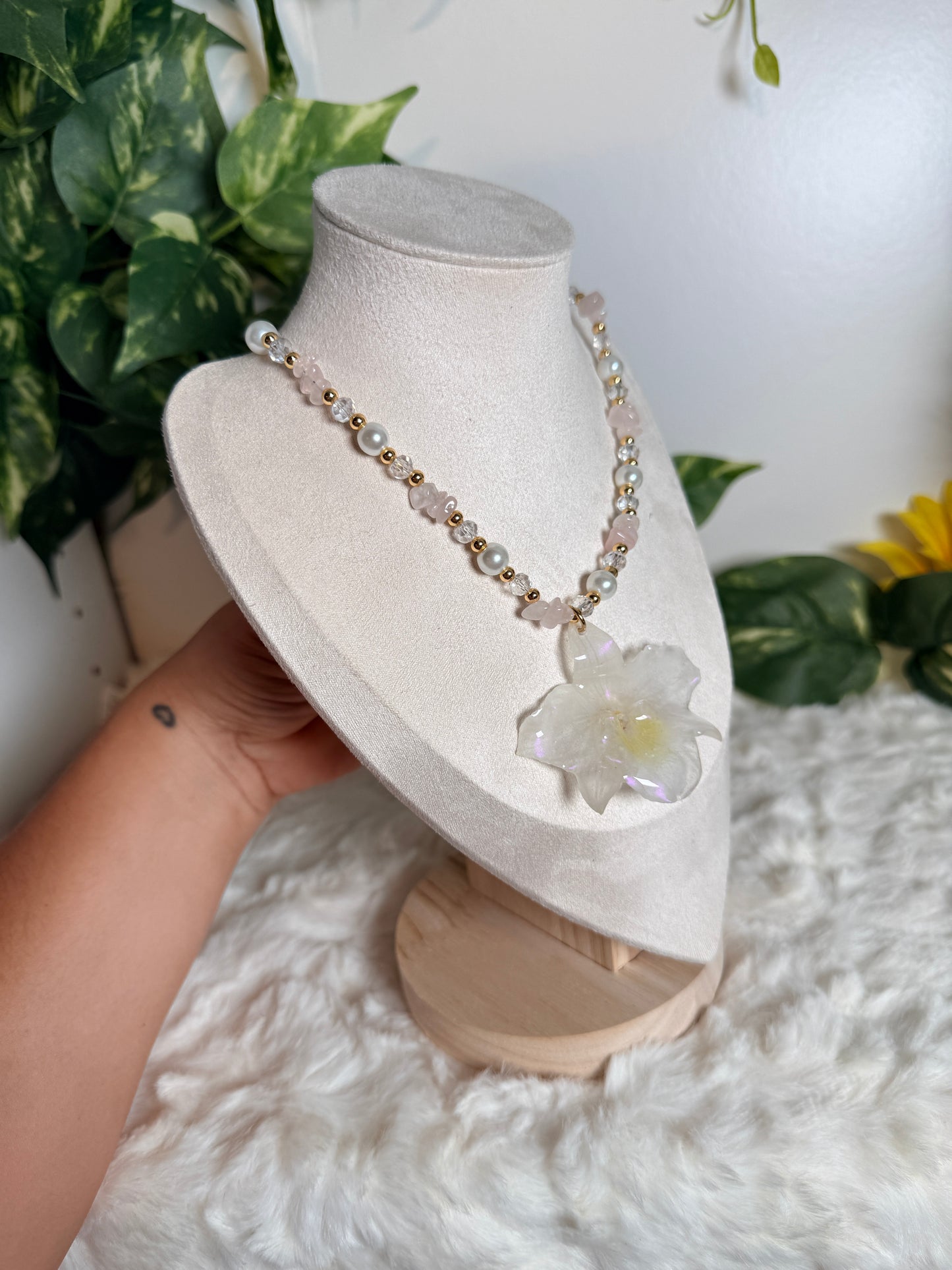 Pearl Frozen Orchid Necklace