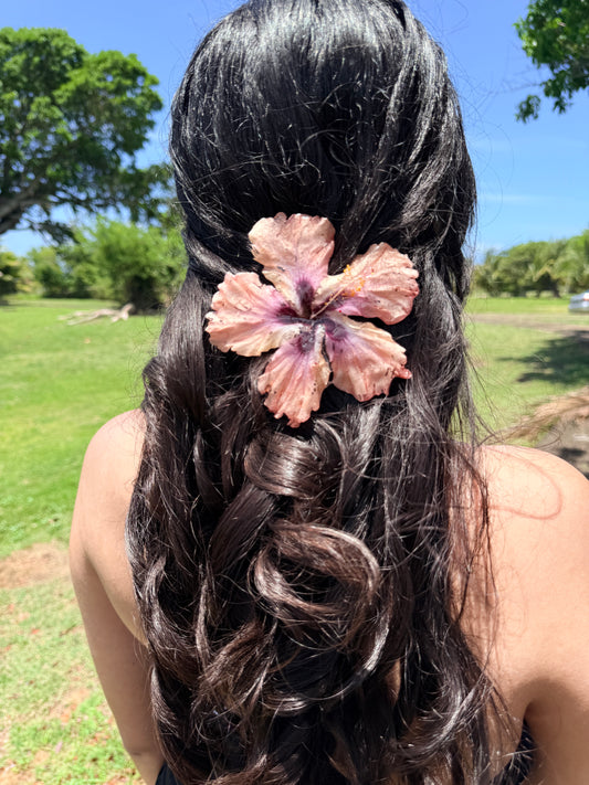 Peach/Pink amapola hair clip