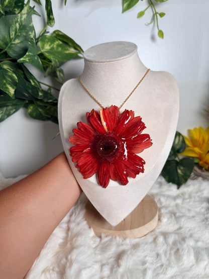 Crimson Gerbera Statement Necklace