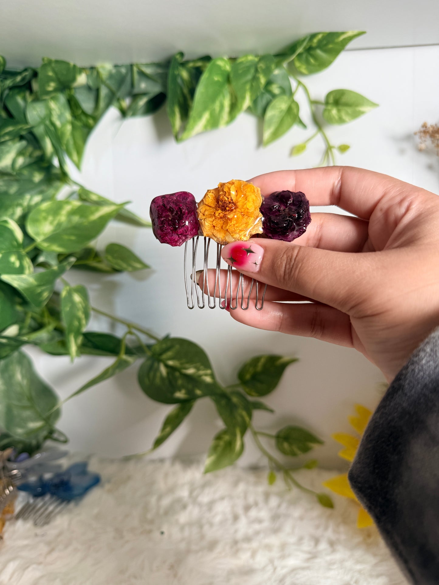 Sunset Mini Rose Trio Comb