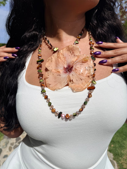 Desert Blush Hibiscus 2-in-1 Necklace & Hair Clip