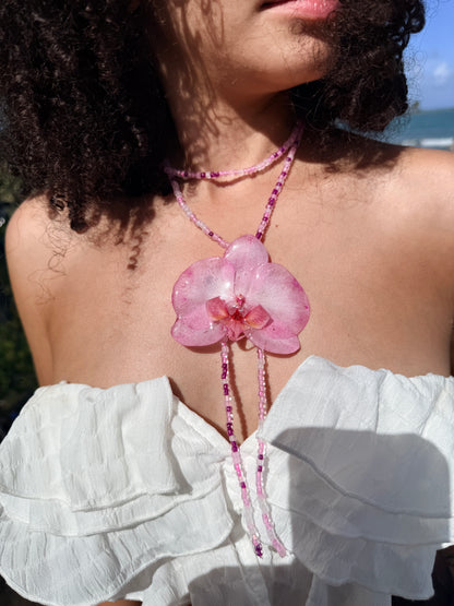 Pink Phalaenopsis Adjustable Lariat