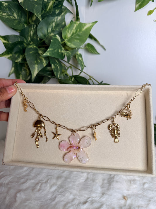 Seashell Bloom Charm Necklace